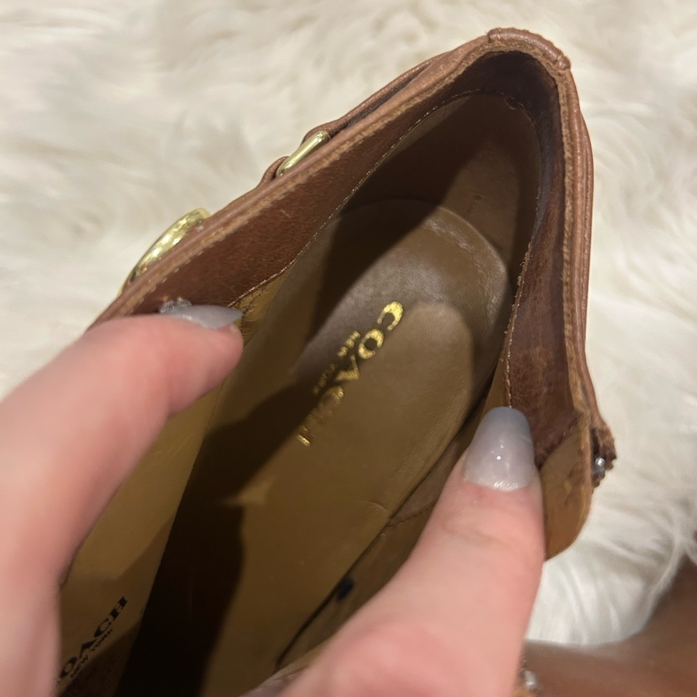COACH LOGO BROWN SALENE LEATHER HIGH STILETTO ANKLE BOOT 8.5 MSRP $228 - Picture 6 of 6